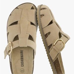 Cushionaire Women's Beige Buckle Sandals